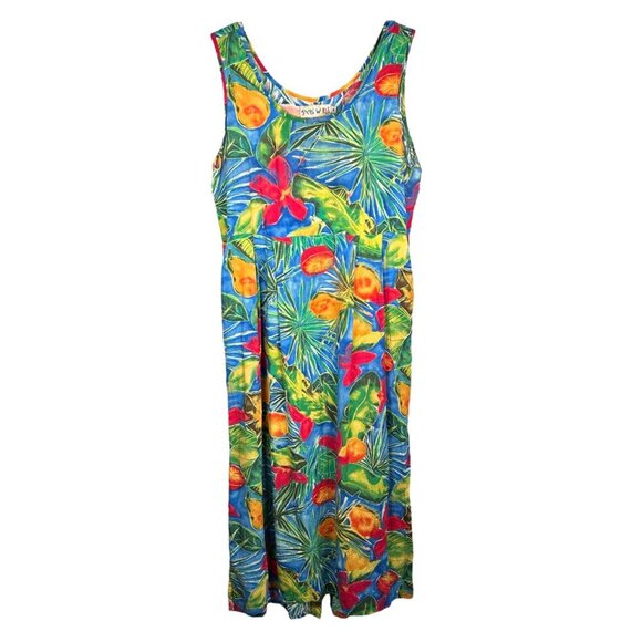JAMS WORLD Size Medium Dress Tank Midi Tropical Floral Flaw - Picture 1 of 6